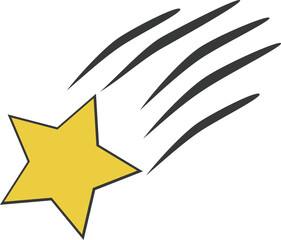 Yellow Star with Comet Trail Graphic. Star icon illustration vector.