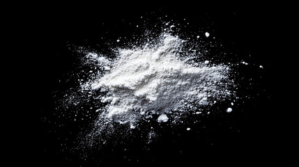 White powder scattered on a black background