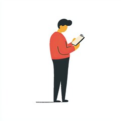 Minimalist character holding a clipboard