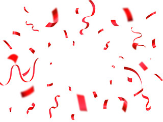 Confetti explosion on a white background. Celebration event and party red color confetti and ribbons. birthday party, Christmas, New Year, Holiday, Carnival festivity, Valentine’s Day,
