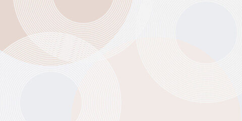 White geometric abstract background overlap layer on bright space with lines effect decoration. Modern graphic design element circles style concept for banner.