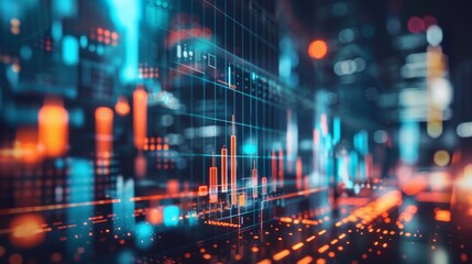 Fototapeta premium Abstract Financial Data Visualization with Neon Effects