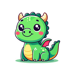 Obraz premium cute icon character green dragon