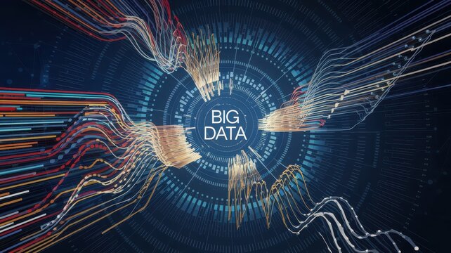 Abstract digital visualization of big data processing and analytics trends.