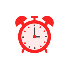 Red alarm clock. Vector simple color flat illustration.