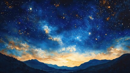 Elegant harmony captured in a cosmic symphony at night, illustrating the beauty of the night sky and its celestial elements with an emphasis on graceful harmony and cosmic wonder.