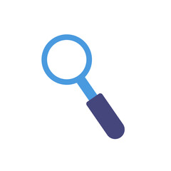 Blue magnifying glass. Vector simple color flat illustration.