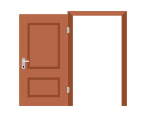 Open wooden door. Vector simple color flat illustration.