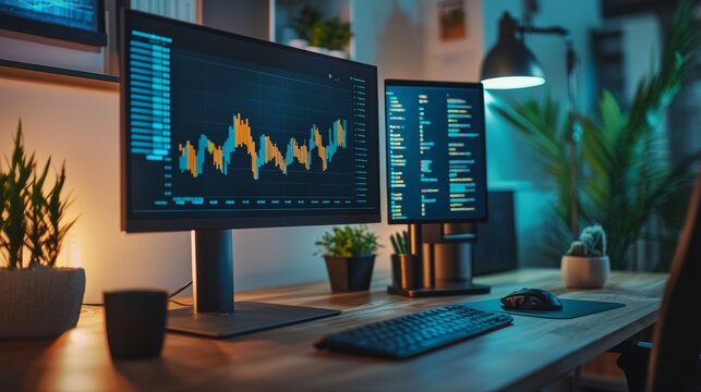 Home Trading Desk with Multiple Monitors