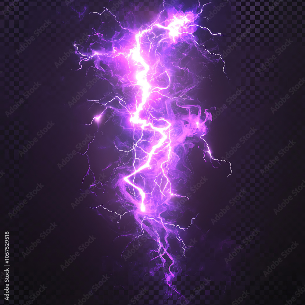 Fototapete lightning flash light thunder sparks on a white background fire and ice fractal lightning plasma pow