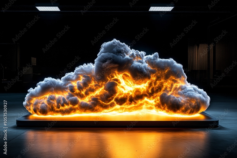 Poster digital holographic smoke in a futuristic lab, with soft, glowing trails capturing the ethereal and 