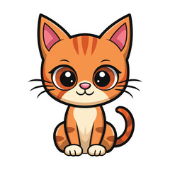 Vector Illustration of Cute Cartoon Cat Characters on Isolated Background. Adorable Cute Cartoon Orange Cat Vector Illustration.
