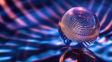 Spinning disco ball casting soft purple and blue reflections, with tiny sparkles filling a dark, moody background