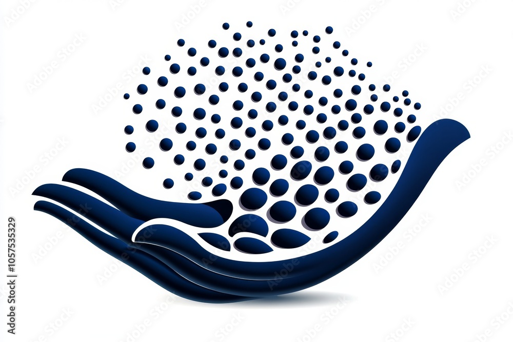 Poster Minimalist line art of a hand sprinkling small dots over a blank background, capturing the simplicity and gentle motion of sprinkling, symbolizing elegance and ease