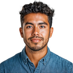 Obraz premium Close-up portrait of a handsome Hispanic man, isolated on white background