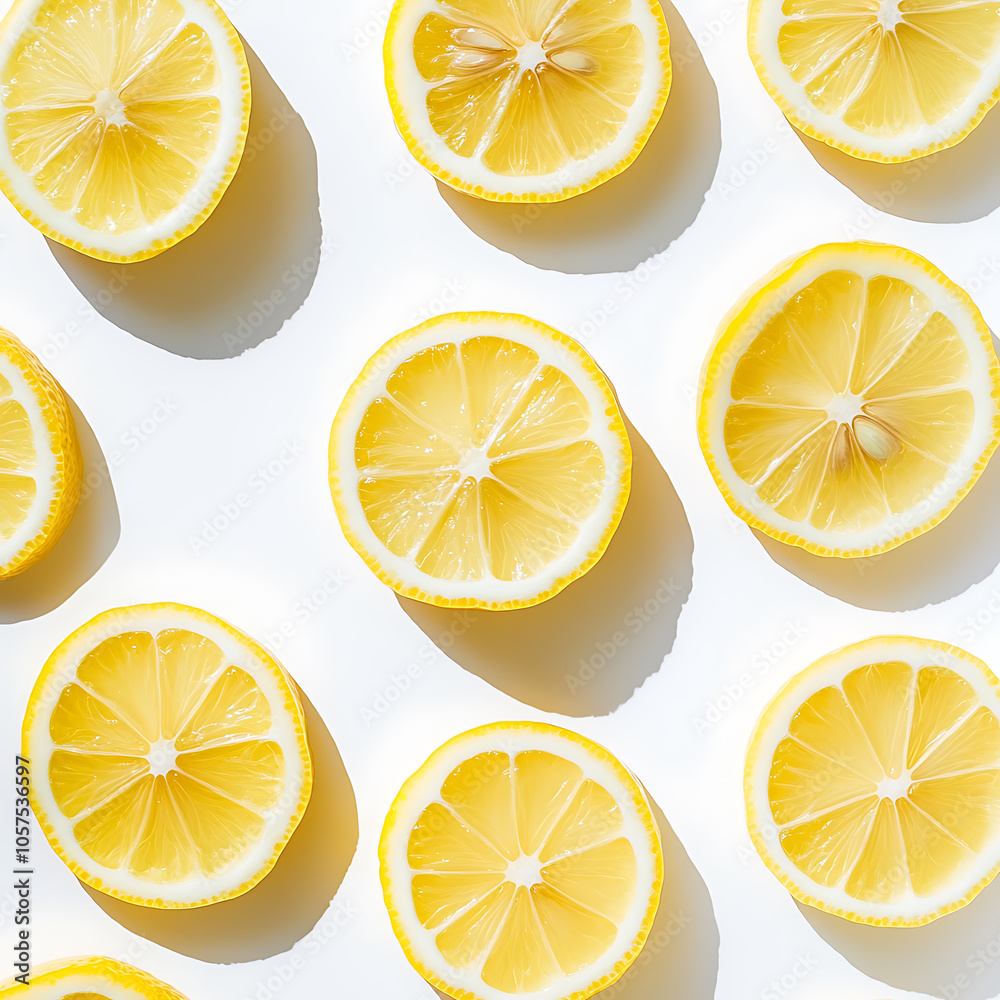 Poster slices of lemon on a white background