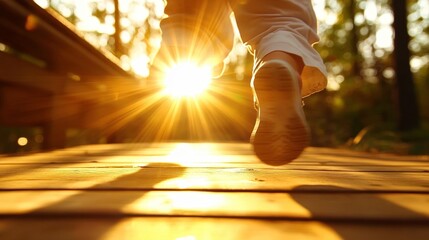 Chasing sunlight a morning run through nature's glow