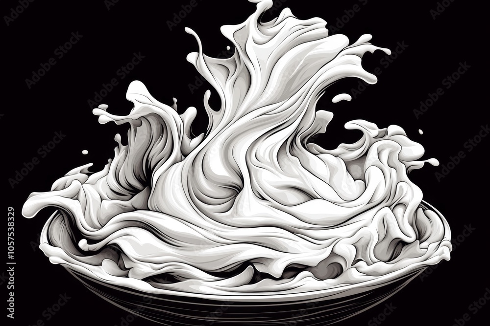 Poster simple line drawing of butter melting in a pan, with soft curves representing the smooth flow of mel