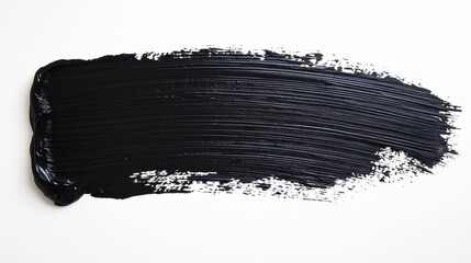 Black brush stroke of oil paint isolated on white background. Hand drawing brush line. Colorful realistic modern design element