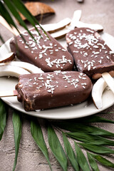 Decadent chocolate bars with coconut flakes