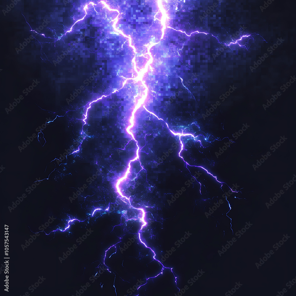 Poster Lightning flash light thunder sparks on a white background fire and ice fractal lightning plasma power backgroundvector illustration lightning 