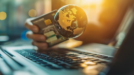 Digital Global Payment Concept with Credit Card and Globe