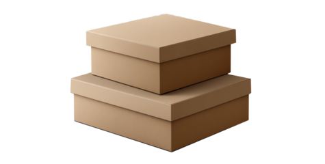 group of Several closed cardboard boxes PNG on transparent background generative ai