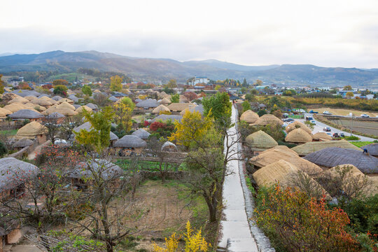 Autumn scenery of Nakanupseong Folk Village in Suncheon, South Jeolla Province, South Korea