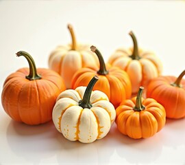 Obraz premium pumpkins different vegetables on white background