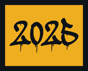 Happy New Year 2025 Abstract Paint Scribble Typography Design Vector Illustration