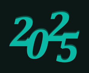 2025 Happy New Year Abstract Green 3D Typography Numbers Design Vector Illustration