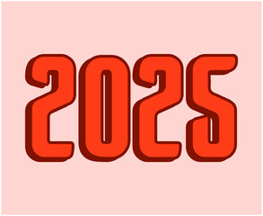 2025 Happy New Year Abstract Orange Typography Numbers Design Vector Illustration