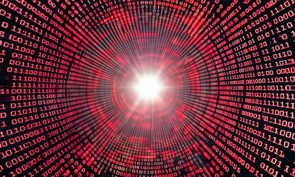 Digital Tunnel: A mesmerizing swirl of binary code creates a tunnel of light, representing the boundless possibilities and infinite potential of the digital realm.  