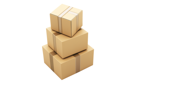 group of Several closed cardboard boxes PNG on transparent background generative ai