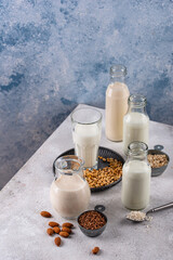Assortment of vegan milk alternatives