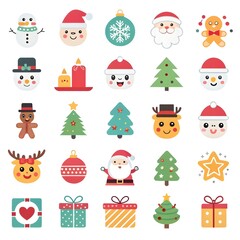 Fototapeta premium Christmas Ornaments with Santa Claus, Reindeer, and Snowman element collection 