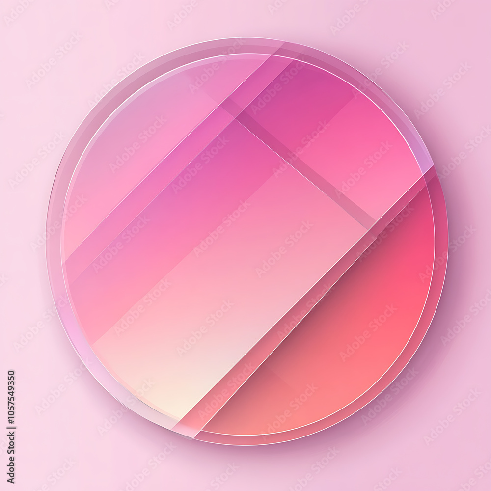 Poster Abstract geometric shapes square frosted glass texture overlay on pink gradient circle isolated on white in modern style for background banner name card credit card 