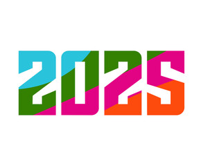 Happy New Year 2025 Design Colorful Typography Abstract Vector Illustration
