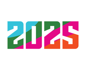 Happy New Year 2025 Design Colorful Typography Abstract Vector Illustration