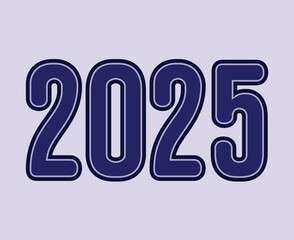 2025 Happy New Year Abstract Blue Typography Numbers Design Vector Illustration