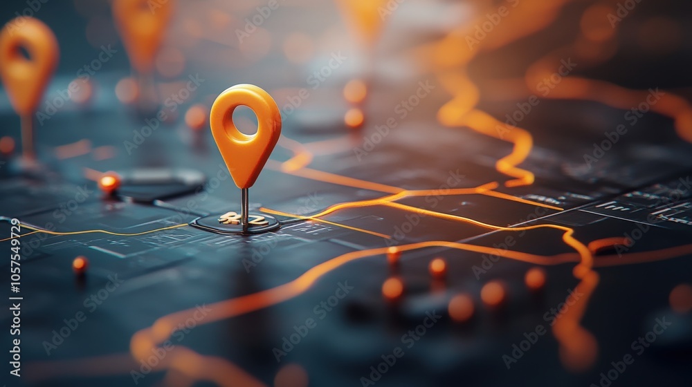 Poster Exploring the connection visualizing routes and locations with map markers in a digital landscape