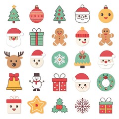 Fototapeta premium Christmas Ornaments with Santa Claus, Reindeer, and Snowman element collection 