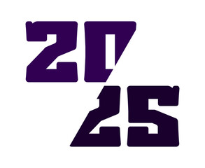 2025 Happy New Year Abstract Purple Typography Numbers Design Vector Illustration