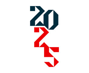 2025 Happy New Year Abstract Green And Red Typography Numbers Design Vector Illustration