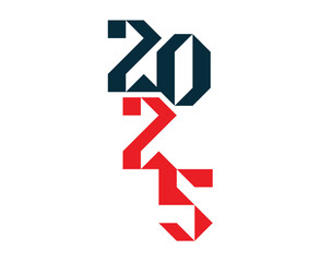 2025 Happy New Year Abstract Green And Red Typography Numbers Design Vector Illustration