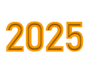 2025 Happy New Year Abstract Yellow Typography Numbers Design Vector Illustration