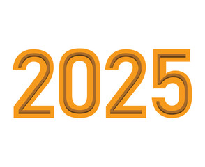 2025 Happy New Year Abstract Yellow Typography Numbers Design Vector Illustration