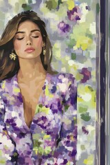 Floral Impression: Portrait of a Woman in Purple
