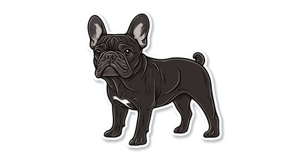 Fototapeta premium Adorable sticker of mischievous French Bulldog with playful expression