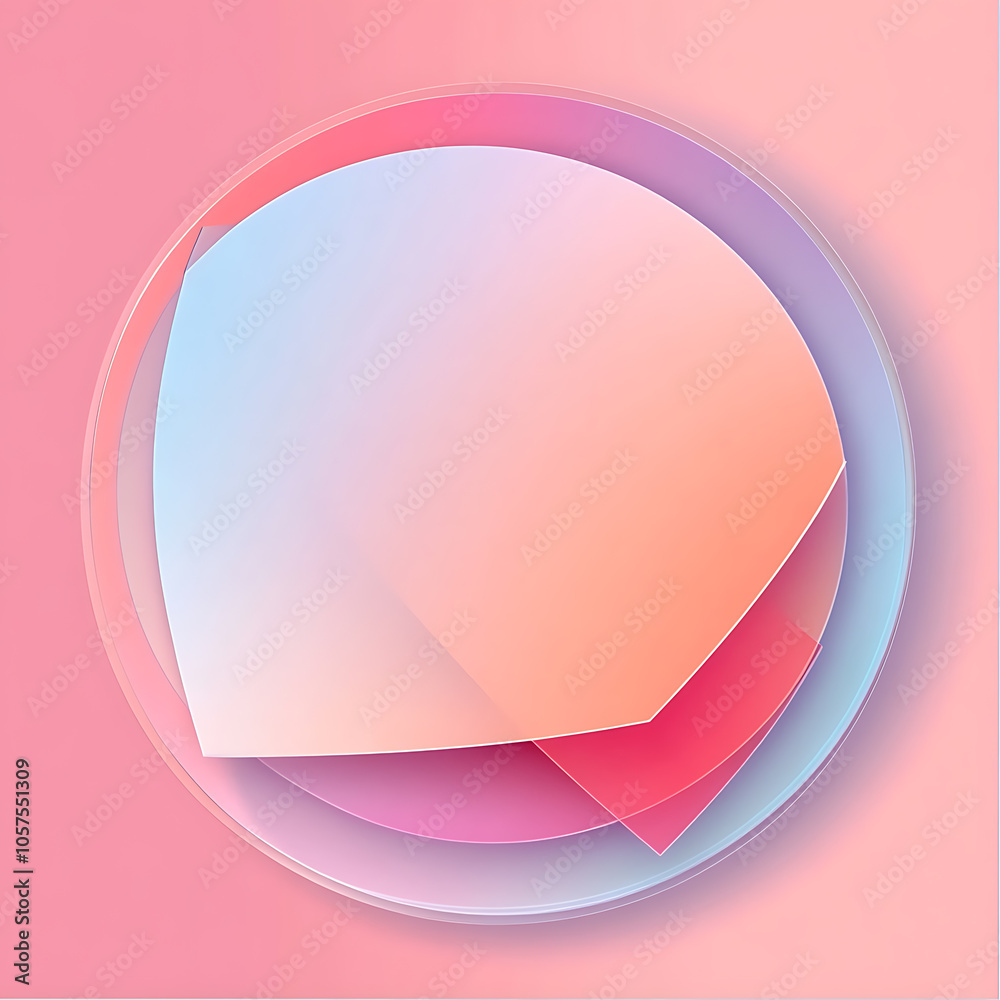 Poster abstract geometric shapes square frosted glass texture overlay on pink gradient circle isolated on w